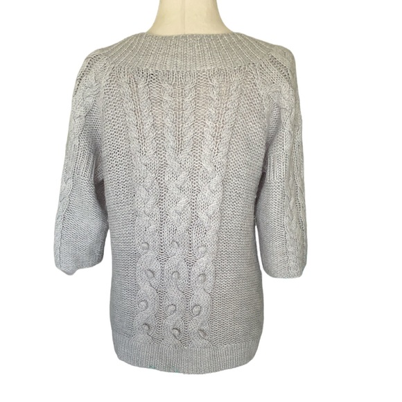 French Connection Alpaca Gray Cable Knit Zip Cardigan - L - Picture 5 of 9